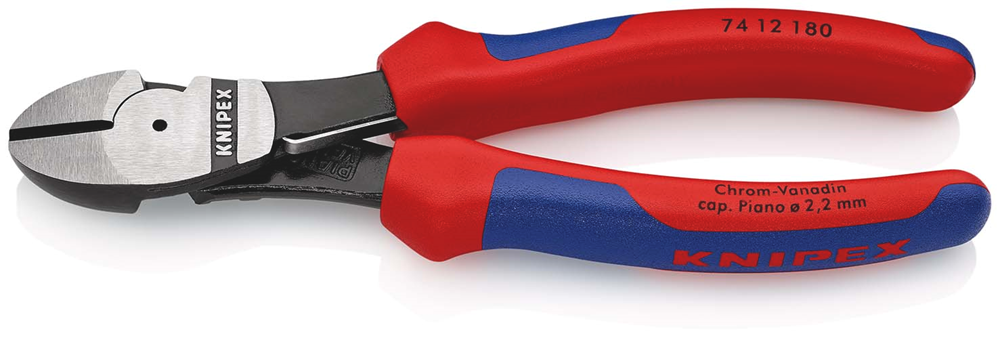 Knipex Kracht-Zijsnijtang | 180 mm Lengte | Meer-Componentengrepen | Zwart Geatramenteerd - 74 12 180 SB