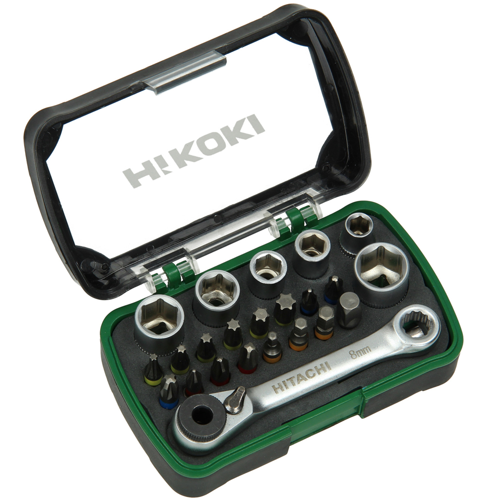 Hikoki accessoires Bitset 24-Delig Inclusief Doppen En Ratel Assorti - 750362