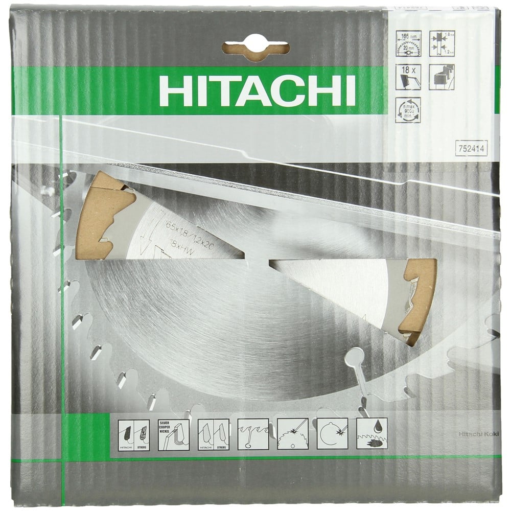 Hikoki Accessoires Hardmetalen Cirkelzaagblad 165X20 Z18 Dun Met Flr Tandvorm Voor Accumachines - 752414