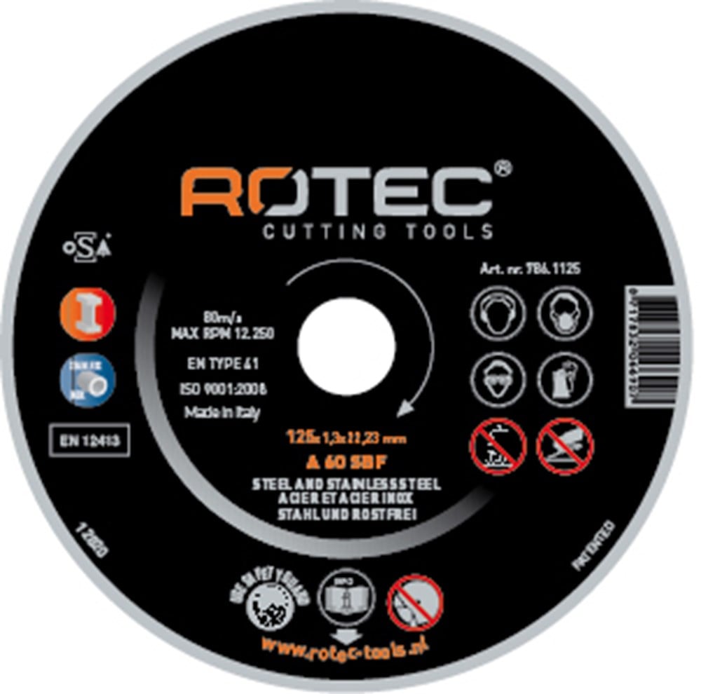 Rotec doorslijpschijven INOX 125x1,3x22,2 A60SX (VPE10) - 7861126