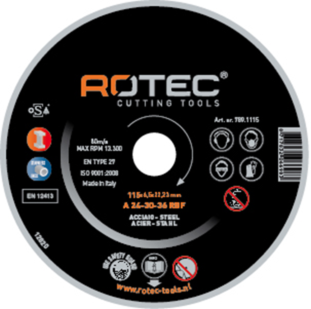 Rotec Afbraamschijven Staal | 115x6,5x22,2 | A-R - 789.1115