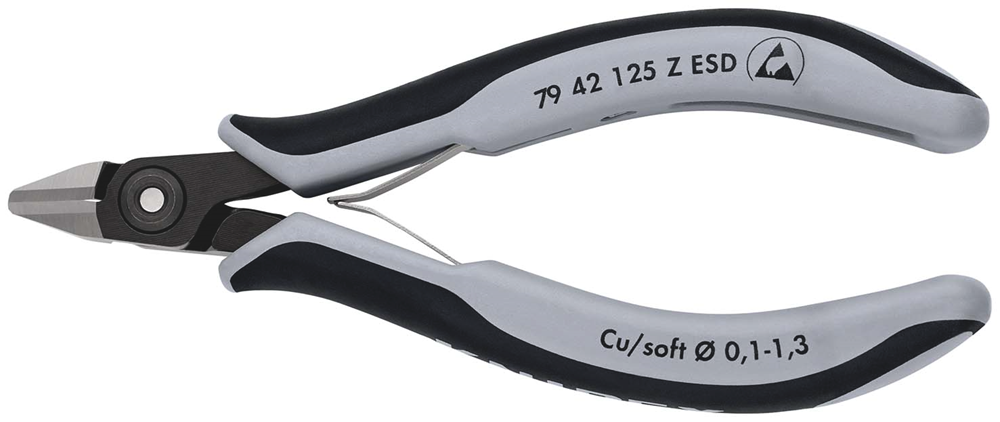 Knipex Precisie Elektronica-Zijsnijtang ESD | 125 mm Lengte | Meer-Componentengrepen | Gebruineerd - 79 42 125 Z ESD