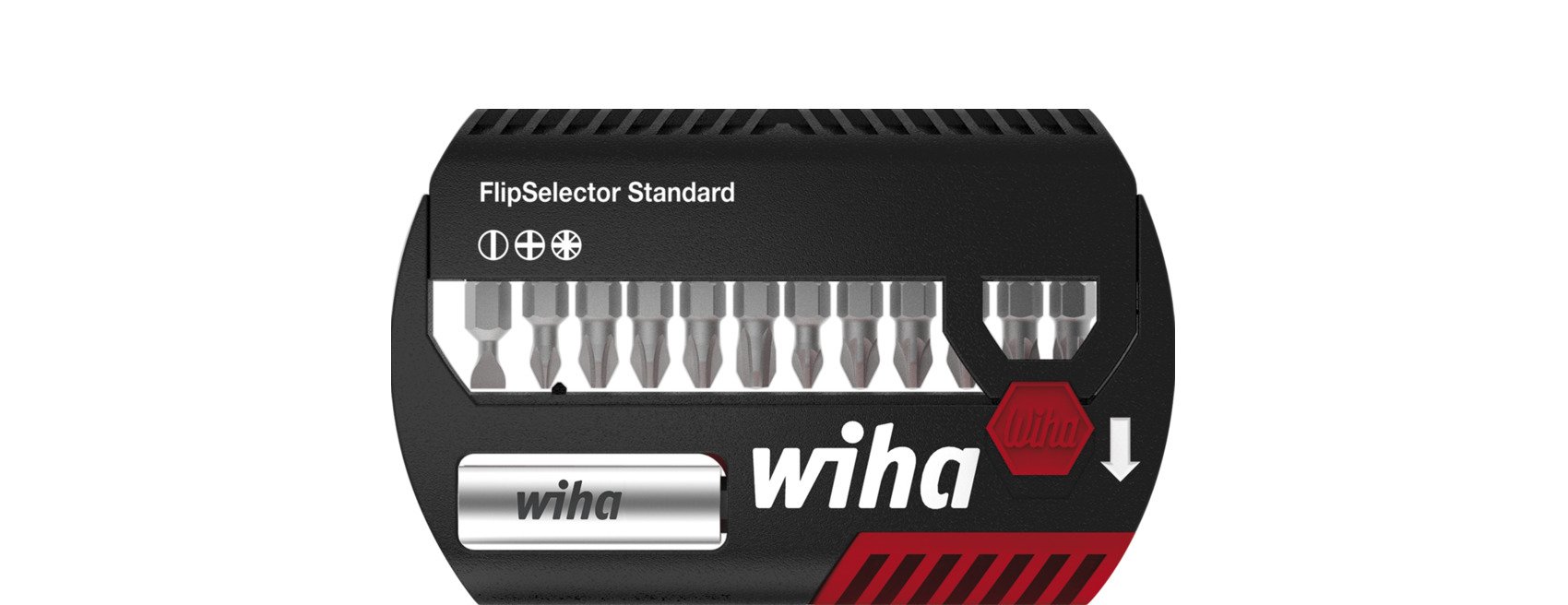 Wiha Bitset FlipSelector Standard 25 mm sleufkop, Phillips, Pozidriv 14-delig 1/4" C6,3 - 39029 - 39029