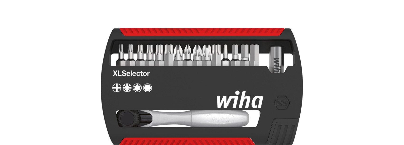 Wiha Bitset XLSelector Standard 25 mm assorti 18-delig met bitratel 1/4" C6,3 - 36951 - 36951