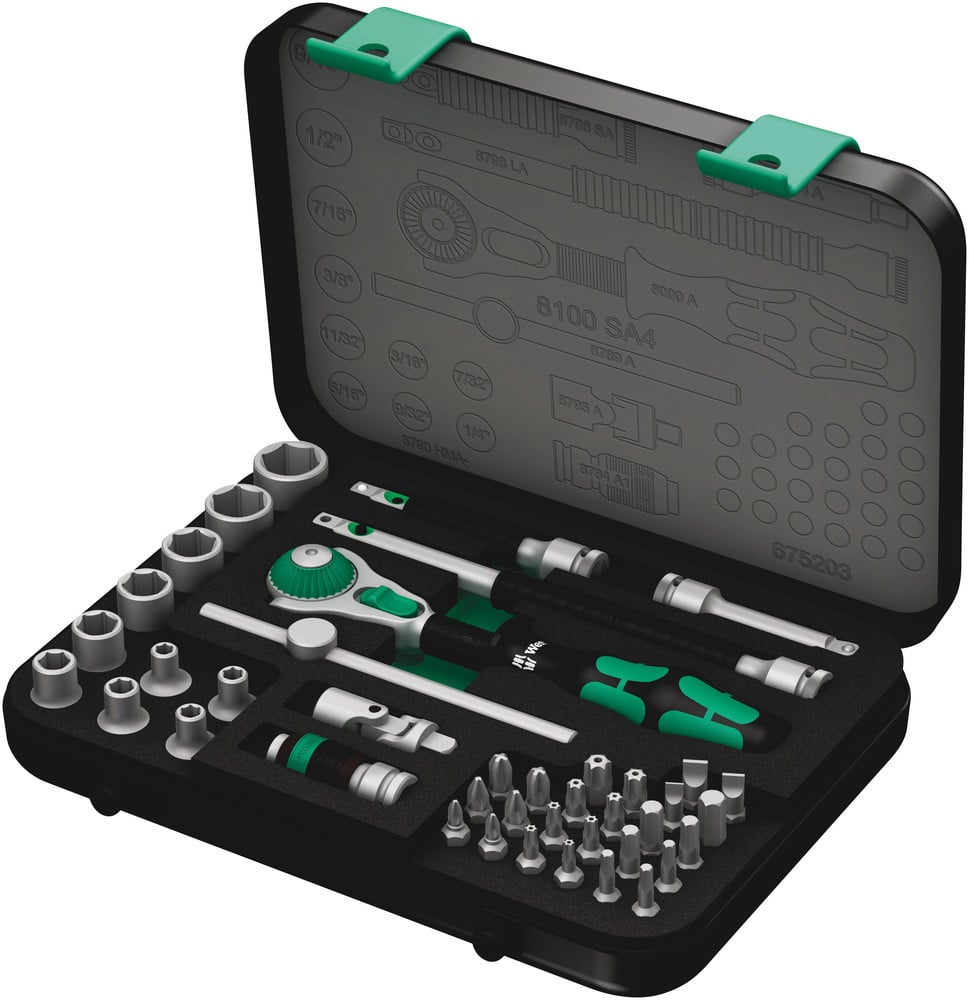 Wera 8100 SA 4 Zyklop Speed ratel- en doppenset, 1/4"-aandrijving, inch, 41 -delig - 1 stuk(s) - 05003535001