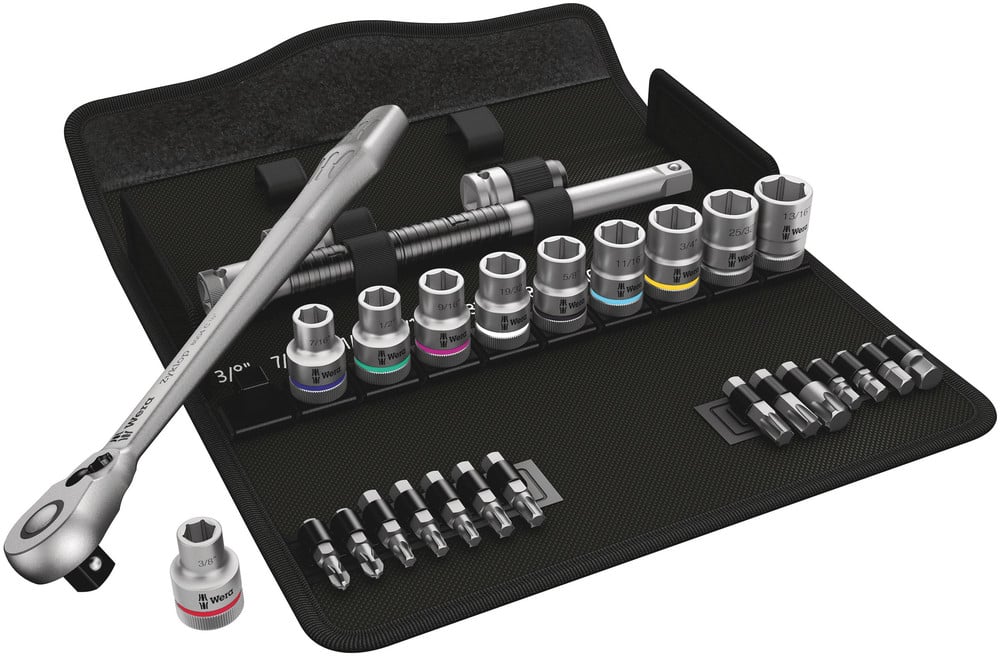 Wera 8100 SC 11 Zyklop Metal-ratelset, omschakelpal, 1/2"-aandrijving, inch, 28 -delig - 1 stuk(s) - 05004081001