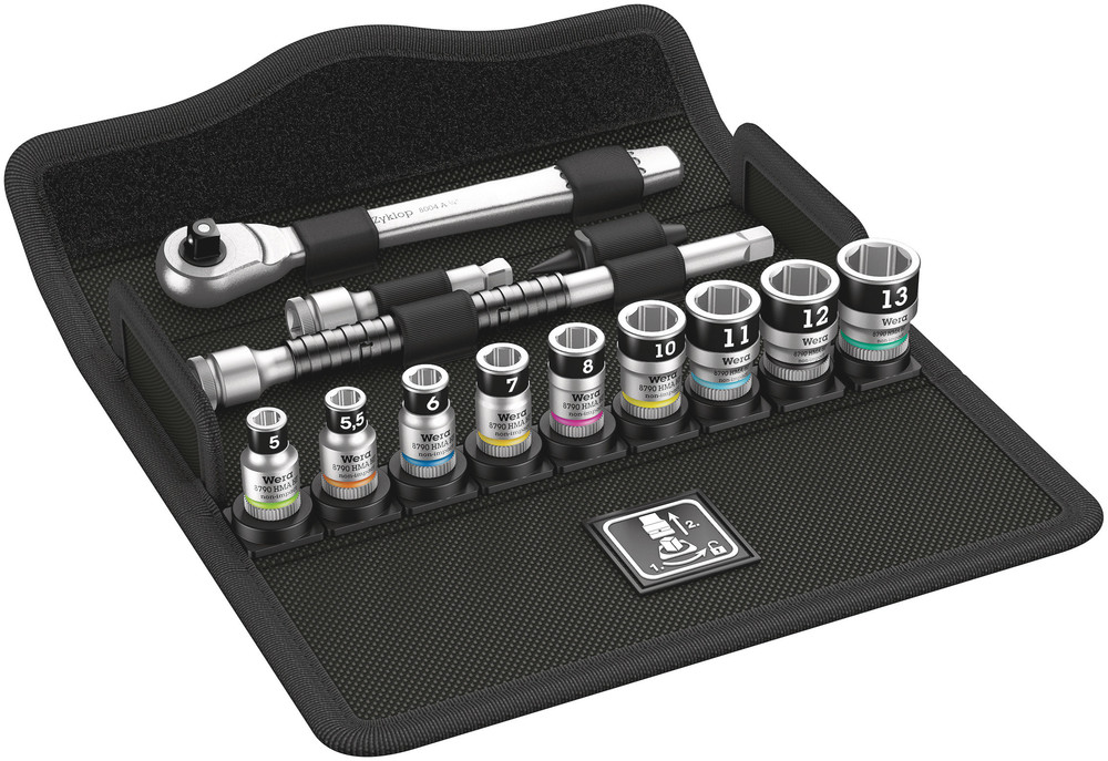 Wera 8100 SA 12 HF Zyklop Metal-ratelset, omschakelpal, 1/4"-aandrijving, metrisch, 13-delig - 1 stuk(s) - 05003756001 afbeelding