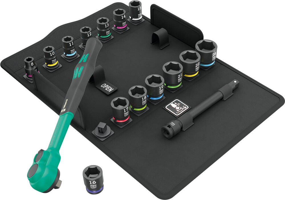 Wera 8100 SB 12 Zyklop Comfort ratelset, omschakelpal, 3/8" aandrijving, metrisch, 16-delig - 05005530001