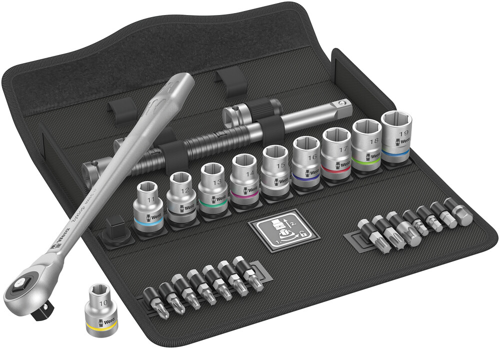 Wera 8100 SC 7 Zyklop Metal-ratelset doorsteekvierkant, 1/2"-aandrijving, metrisch, 28 -delig - 1 stuk(s) - 05004077001