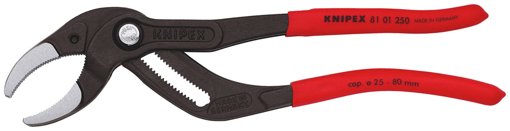 Knipex Sifon- en Connectorentang | 250 mm Lengte | Anti-Slip | Kunststof Bekleed | Zwart Geatramenteerd - 81 01 250 SB