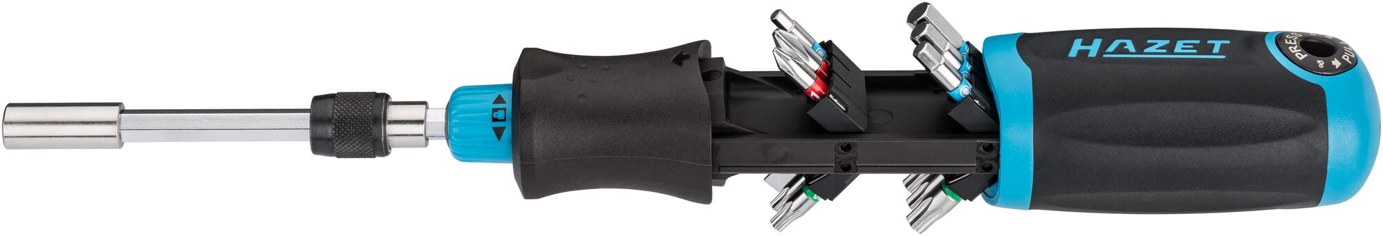HAZET Bit ratelschroevendraaier 810R-4 · Sleufprofiel, Kruiskop profiel PH, Binnen-zeskant-profiel, Binnen-TORX®-profiel, 1/4 inch (6,3 mm) zeskant
