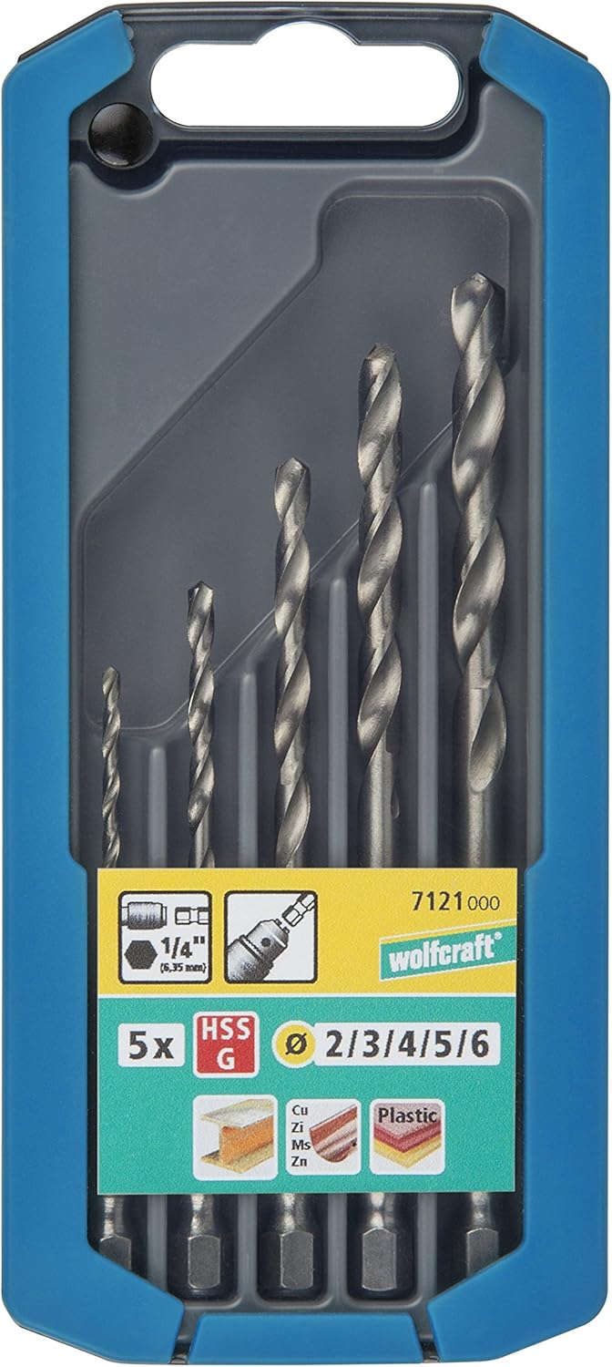 Wolfcraft Metaalboorset | HSS geslepen | Zeskantschacht | Ø2-6mm | 5-delig | 1 set - 7121000