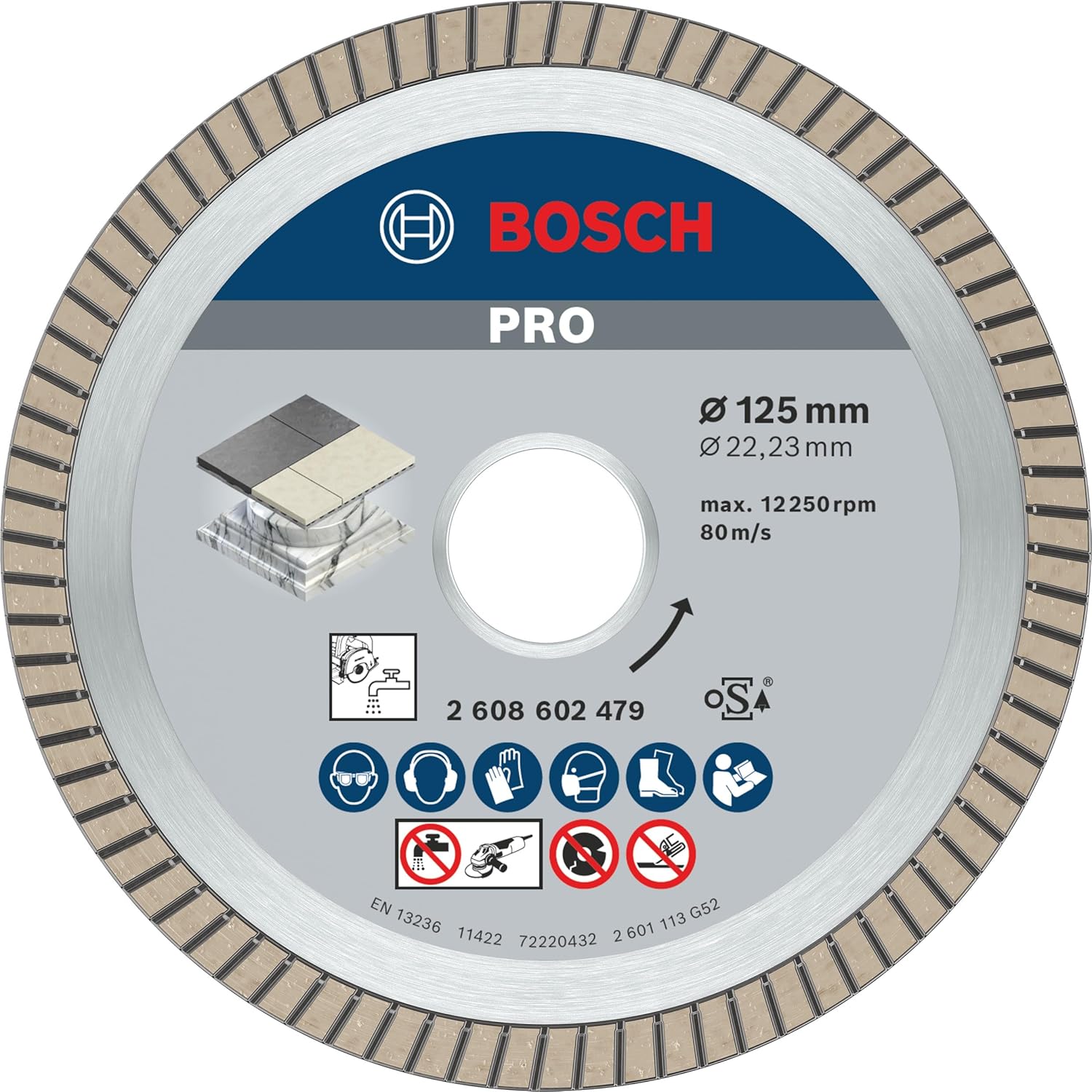 Bosch Diamantdoorslijpschijf Best for Ceramic Extraclean Turbo 125 x 22,23 x 1,4 x 7 mm 1st - 2608602479
