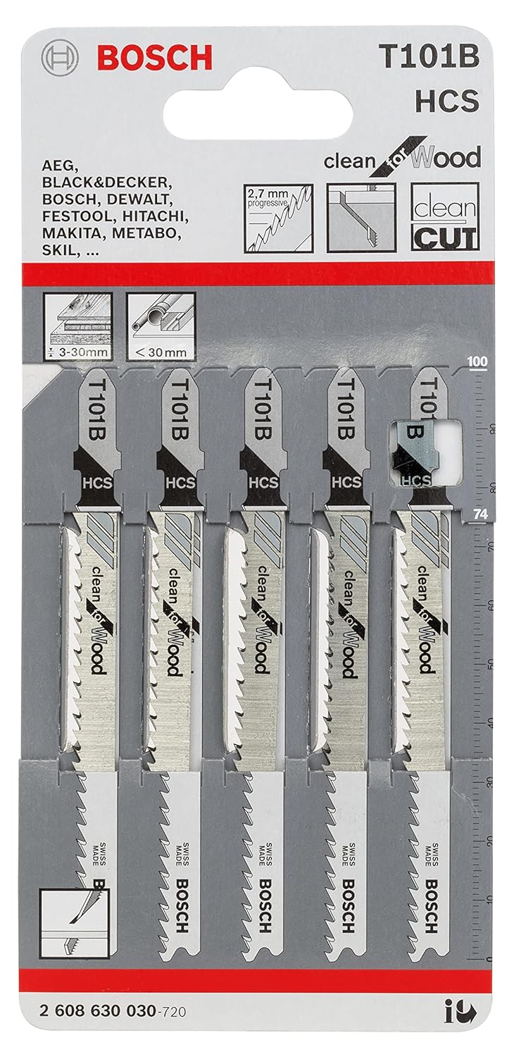 Bosch Accessoires 5x Clean voor hout decoupeerzaagblad T101B - 2608630030