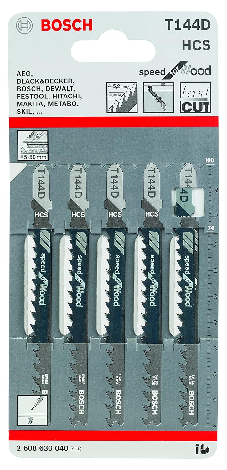 Bosch Accessoires 5x Speed voor hout decoupeerzaagblad T144D - 2608630040