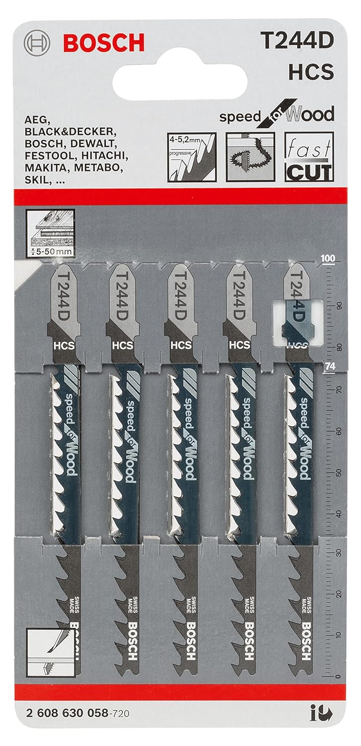 Bosch Accessoires 5x Speed voor hout decoupeerzaagblad T244D - 2608630058