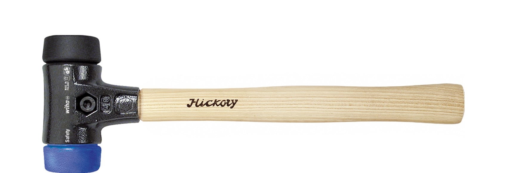 Wiha 83213030 Kunststof hamer Safety zacht/middelzacht met hickorysteel, rond-slagkop 30, 290 mm - 26649