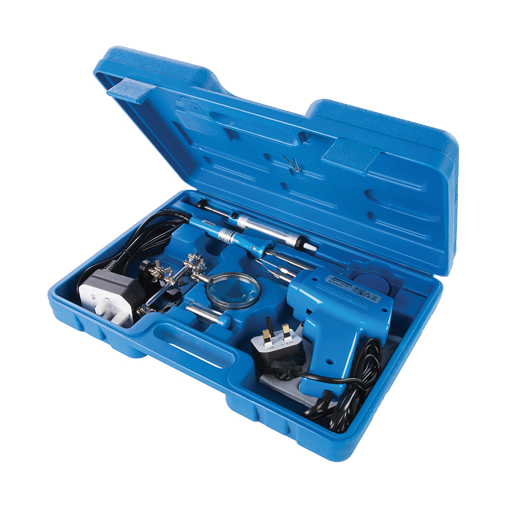 Silverline Elektrische Soldeerset - 9 delig - 30 Watt/ 100 Watt - Inclusief Accessoires
