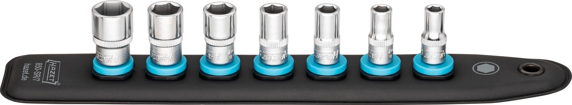 HAZET SmartRail met 7 steekplaatsen 850-SR/7 · 1/4 inch (6,3 mm) vierkant hol · Buiten-zeskant-tractieprofiel · 7-delig · 5,5 · 6 · 7 · 8 · 10 · 11 ·