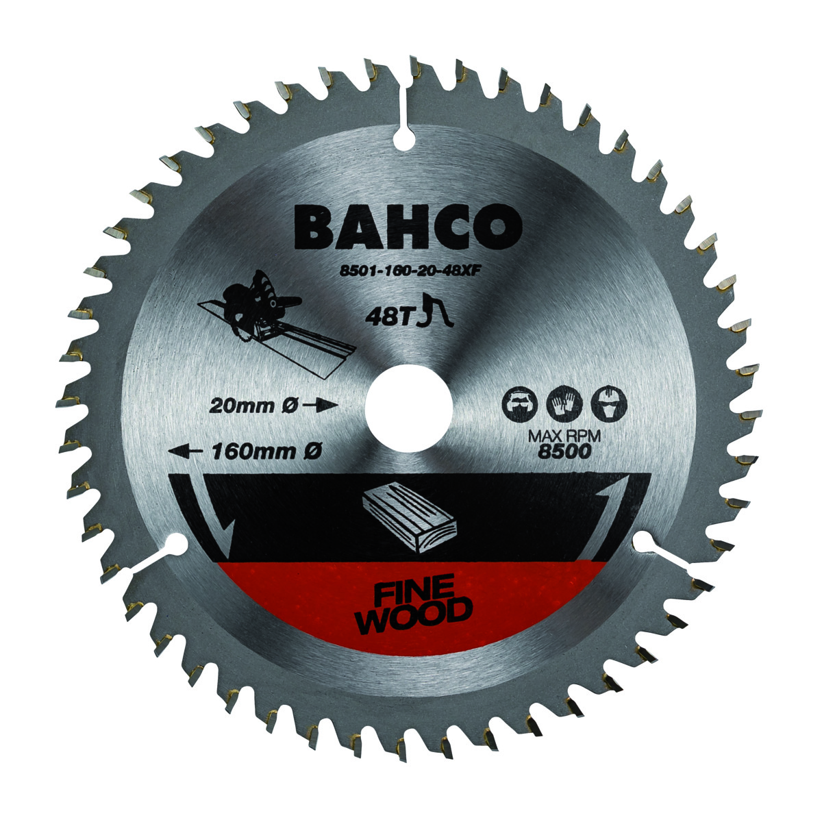 Bahco Cirkelzaagblad | hardmetaal tanden | voor invalzagen | voor hout | 48 TPI | 20 mm x 160 mm 8501-160-20-48XF