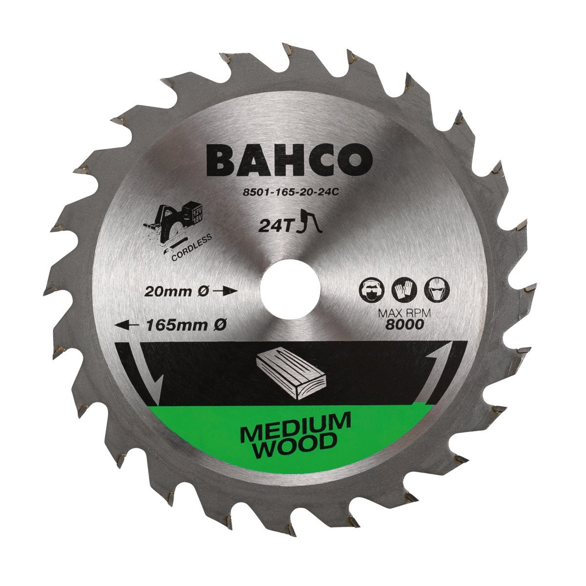 Bahco Cirkelzaagblad | hardmetaal tanden | voor snoerloze machines | voor hout | 24 TPI | 10 mm x 150 mm 8501-150-10-24C
