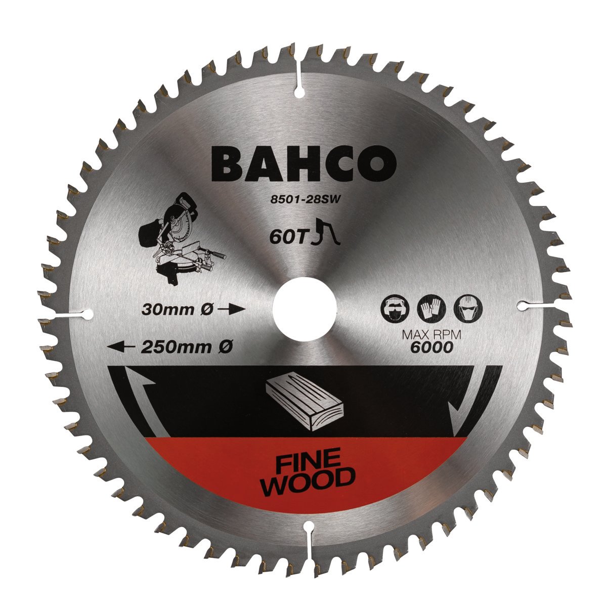 Bahco Cirkelzaagblad | hardmetaal tanden | voor verstekzagen | voor hout | 40 TPI | 30 mm x 305 mm 8501-305-30-40SW