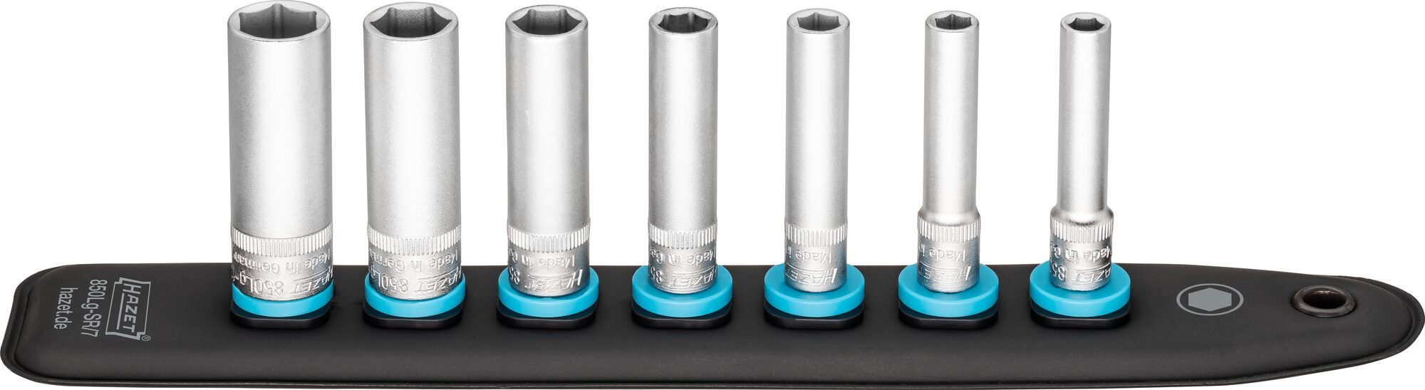 HAZET SmartRail met 7 steekplaatsen 850LG-SR/7 · 1/4 inch (6,3 mm) vierkant hol · Buiten-zeskant-tractieprofiel · 7-delig · 5,5 · 6 · 7 · 8 · 10 · 12