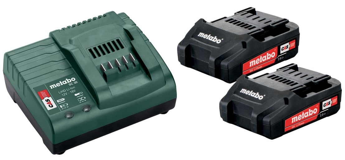Metabo Basis-set 2 X 2.0 Ah Li-Power + Lader SC 30 - 685161000