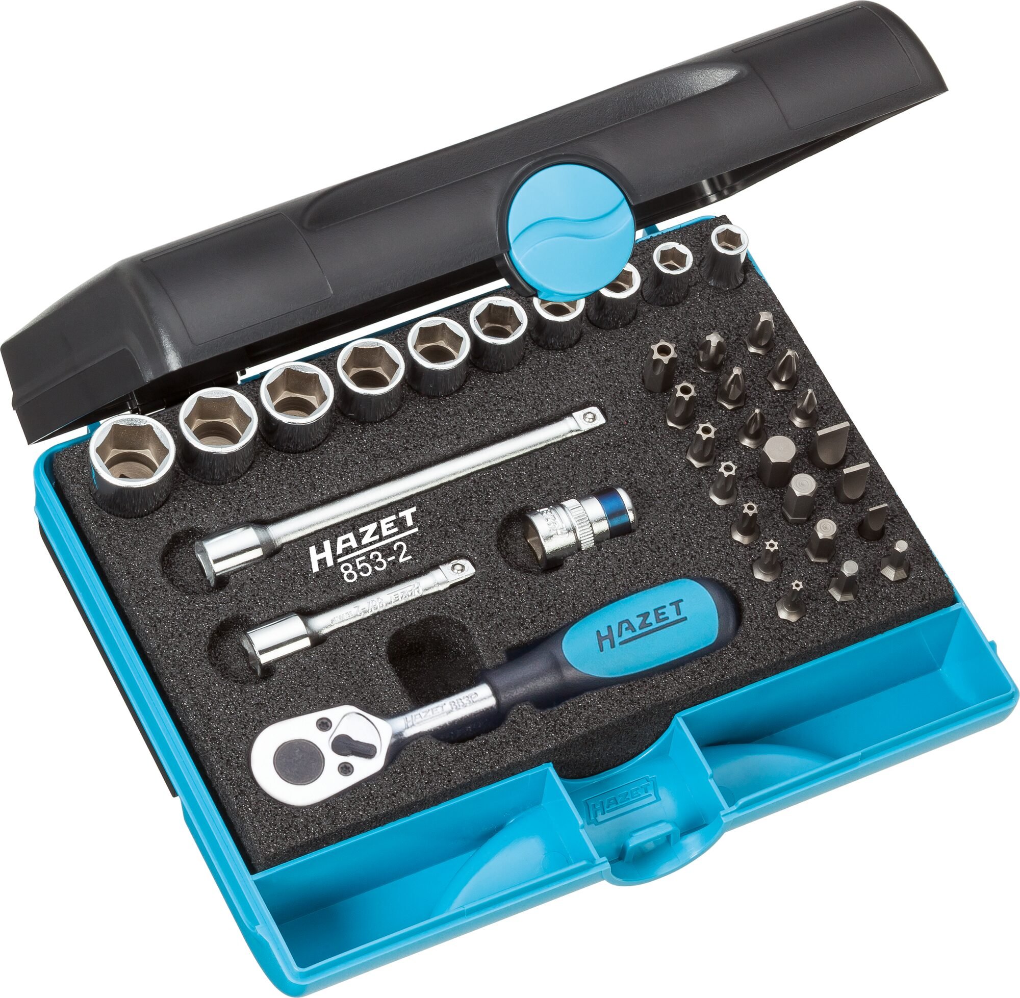 HAZET Dopsleutelset 853-2 - 35-delig - 3 - 14 - PH1 - PH3 - PZ1 - PZ3 - T10H - T40H