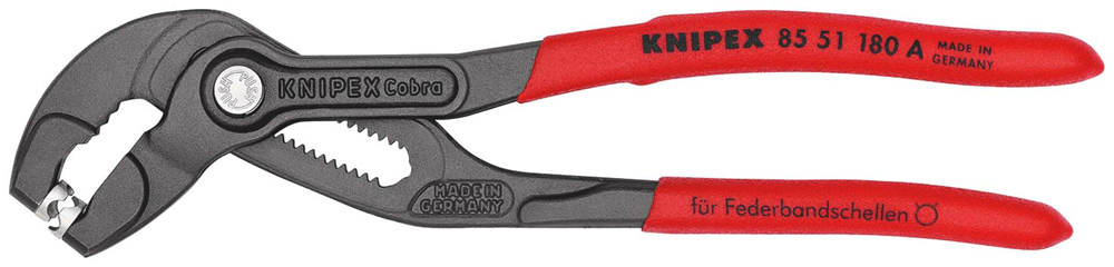 Knipex Bandveerklemtang | 180 mm Lengte | Anti-Slip | Kunststof Bekleed | Grijs Geatramenteerd - 85 51 180 A SB