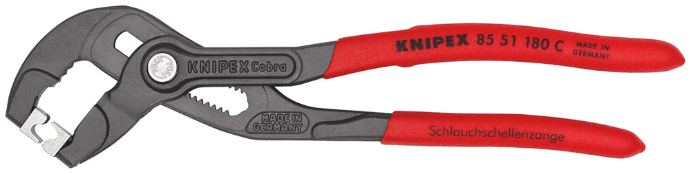 Knipex Slangklemtang Voor Klik-Klemmen | 180 mm Lengte | Anti-Slip | Kunststof Bekleed | Grijs Geatramenteerd - 85 51 180 C SB