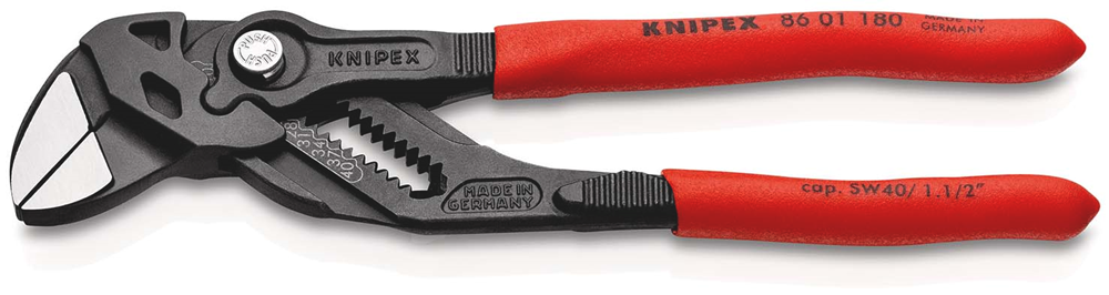 Knipex Sleuteltang | 180 mm Lengte | Tang en Schroefsleutel in Eén | Kunststof Bekleed | Grijs - 86 01 180 SB