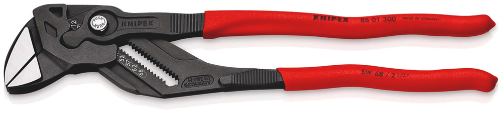Knipex Sleuteltang | 300 mm Lengte | Tang en Schroefsleutel in Eén | Anti-Slip | Kunststof Bekleed - 86 01 300 SB