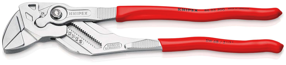 Knipex Sleuteltang | 300 mm Lengte | Tang en Schroefsleutel in Eén | Kunststof Bekleed | Verchroomd - 86 03 300 SB