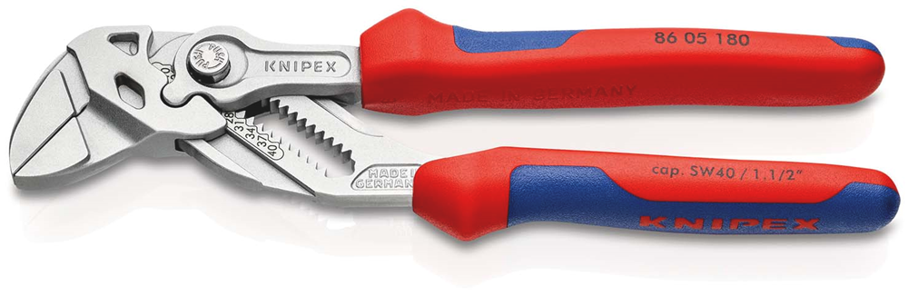 Knipex Sleuteltang | 180 mm Lengte | Tang en Schroefsleutel in Eén | Meer-Componentengrepen - 86 05 180 SB