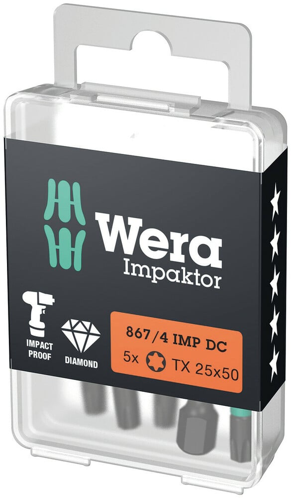 Wera 867/4 IMP DC TORX® DIY Impaktor Bits, TX 30 x 50 mm, 5-delig - 05057666001