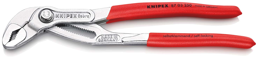 Knipex Cobra® Hightech-Waterpomptang | 250 mm Lengte | Anti-Slip | Kunststof Bekleed | Verchroomd - 87 03 250 SB