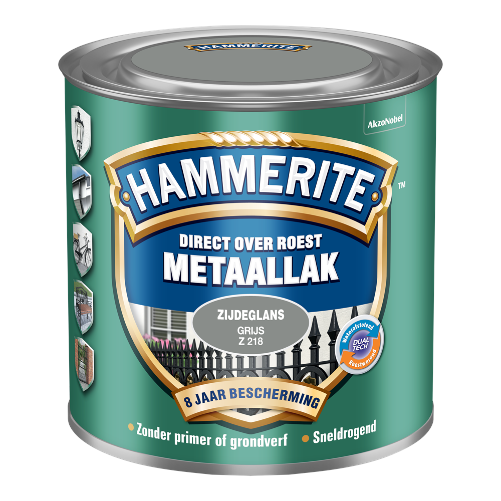 Hammerite Metaallak Zijdeglans | Grijs | Z218 | 250ml - 5123986