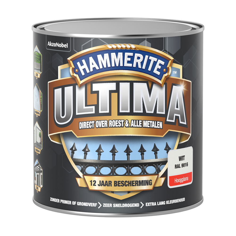 Hammerite Ultima Hoogglans | Wit | RAL9016 | 250ml - 5566476