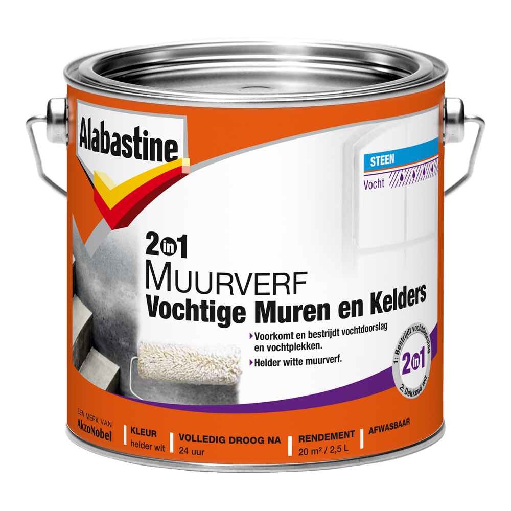Alabastine 2in1 Muurverf Vocht M&K | 2,5L - 5096050 afbeelding
