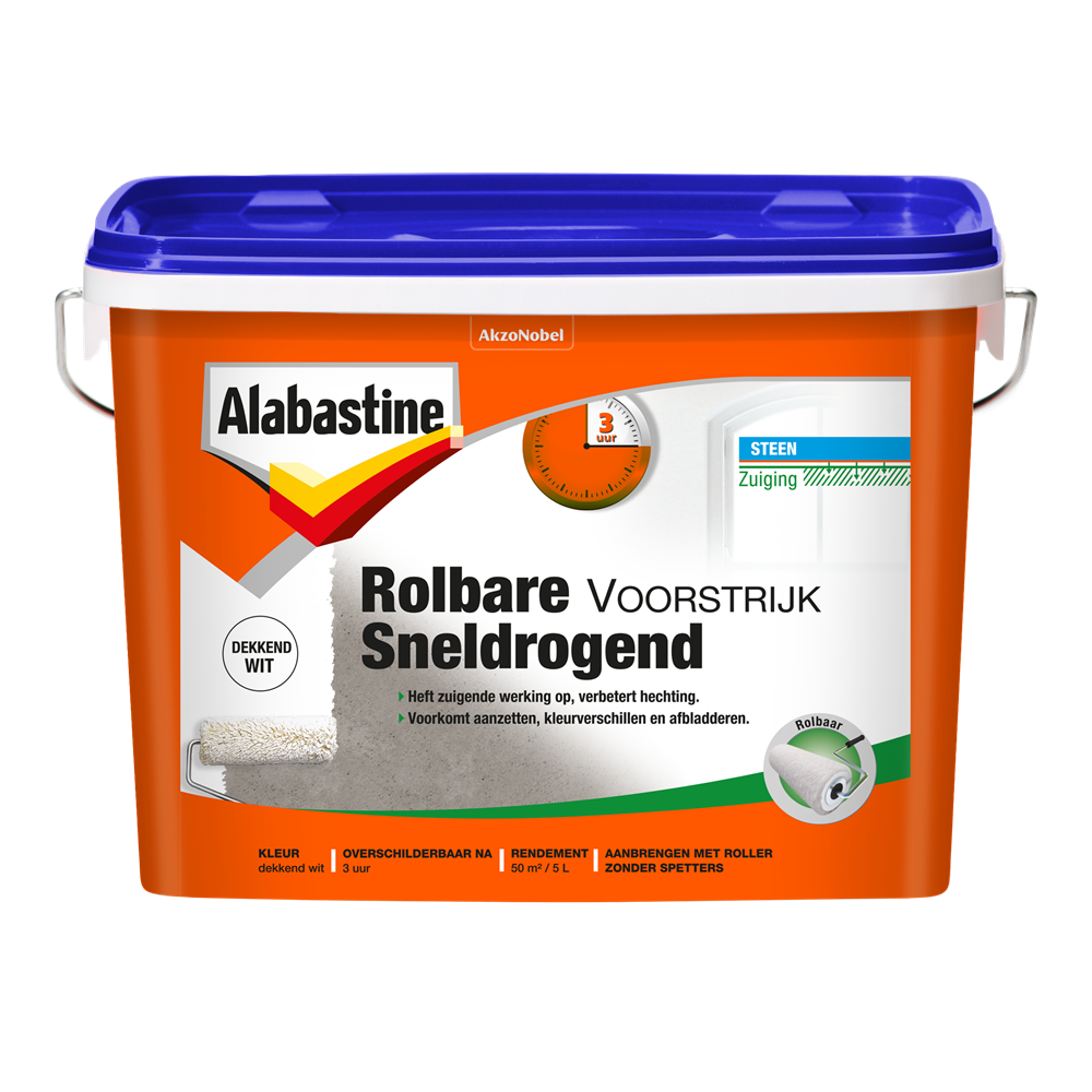 Alabastine Rolbare Voorstrijk Sneldrogend | 2PL | Wit | 5L - 5616104