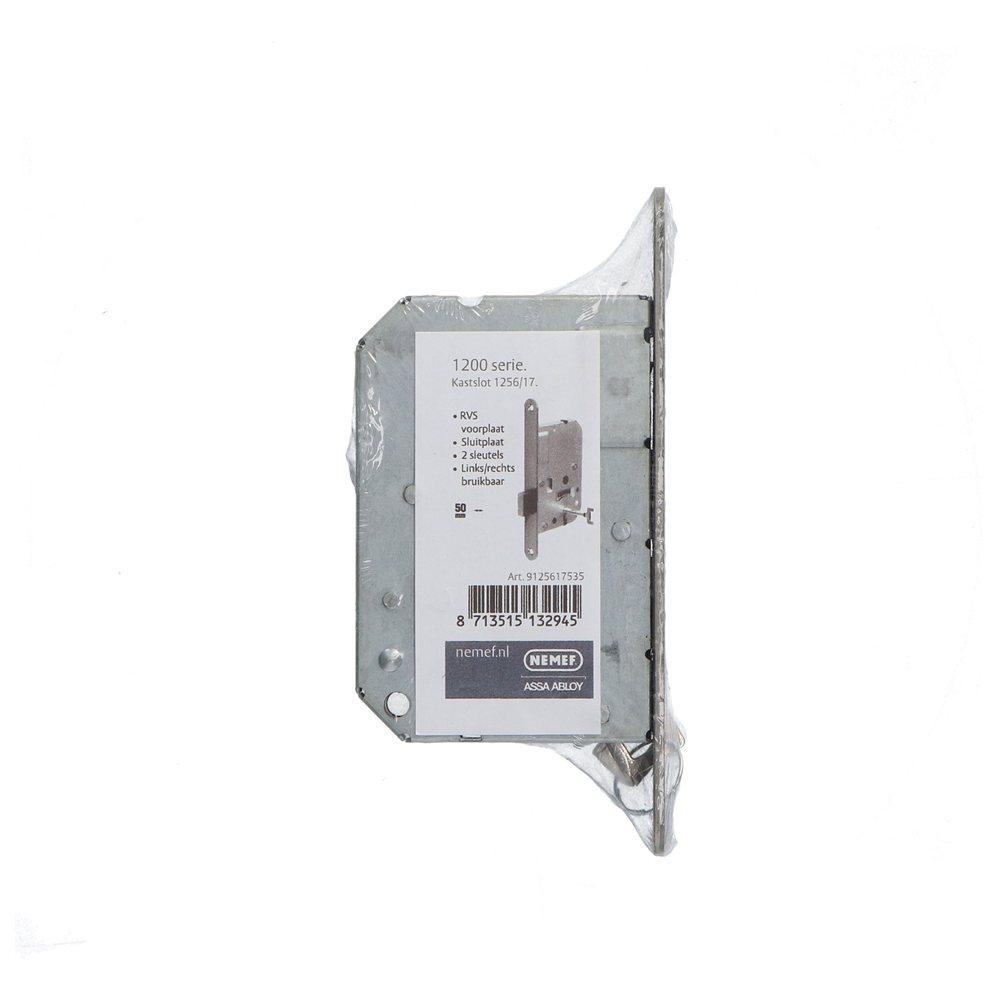 Yale Nemef_ 1256 Kastslot | DM50mm | klaviersleutel | voorplaat RVS 20x174mm afgerond | messing nachtschoot | 2 sleutels | DR 1+2+3+4 9125617535