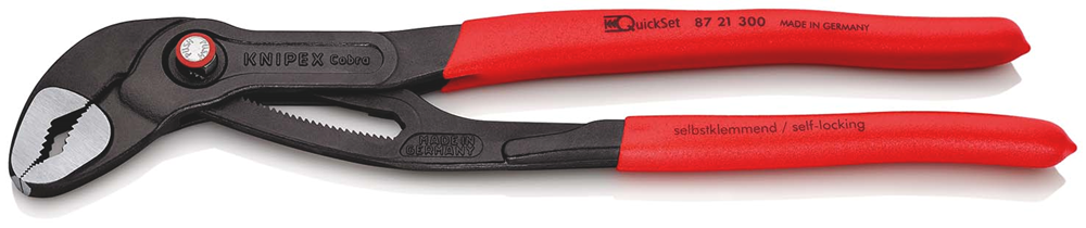 Knipex Cobra® QuickSet Hightech-Waterpomptang | 300 mm Lengte | Anti-Slip | Kunststof Bekleed | Grijs Geatramenteerd - 87 21 300 SB