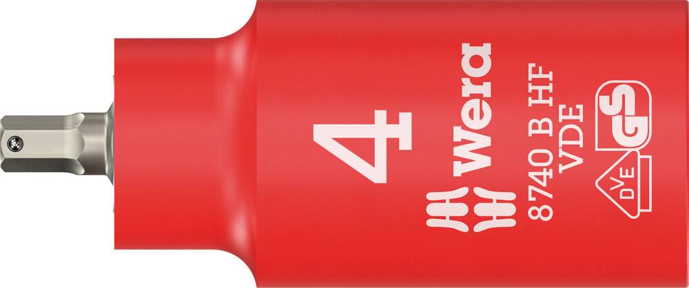 Wera 8740 B VDE HF Binnenzeskant Zyklop Bitdop, geïsoleerd, met 3/8"-aandrijving, met vasthoudfunctie, 4 x 55 mm - 05004900001