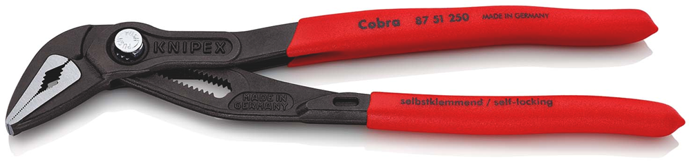 Knipex Cobra® ES Waterpomptang Extra-Slank | 250 mm Lengte | Anti-Slip | Kunststof Bekleed | Grijs Geatramenteerd - 87 51 250 SB