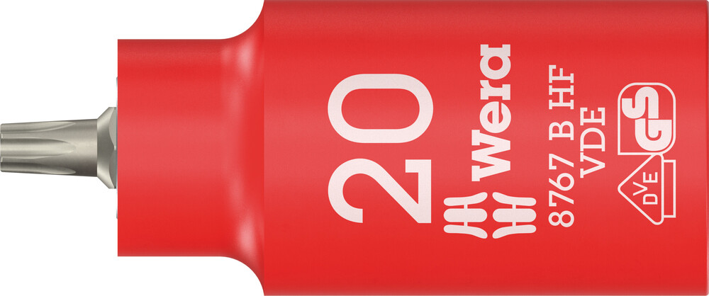 Wera 8767 B VDE HF TORX® Zyklop Bitdop, geïsoleerd, met 3/8"-aandrijving, met vasthoudfunctie, TX 20 x 55 mm - 05004920001 afbeelding 1