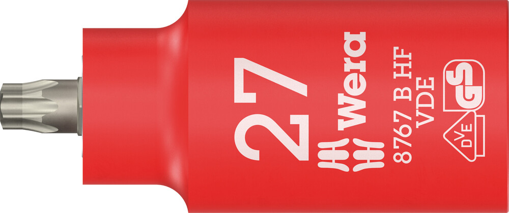 Wera 8767 B VDE HF TORX® Zyklop Bitdop, geïsoleerd, met 3/8"-aandrijving, met vasthoudfunctie, TX 27 x 55 mm - 05004922001