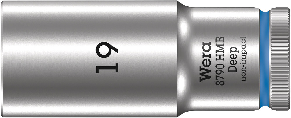 Wera 8790 HMB Deep Hand- en Machinedop met 3/8"-aandrijving, 19 x 64 mm - 05004541001 afbeelding 1