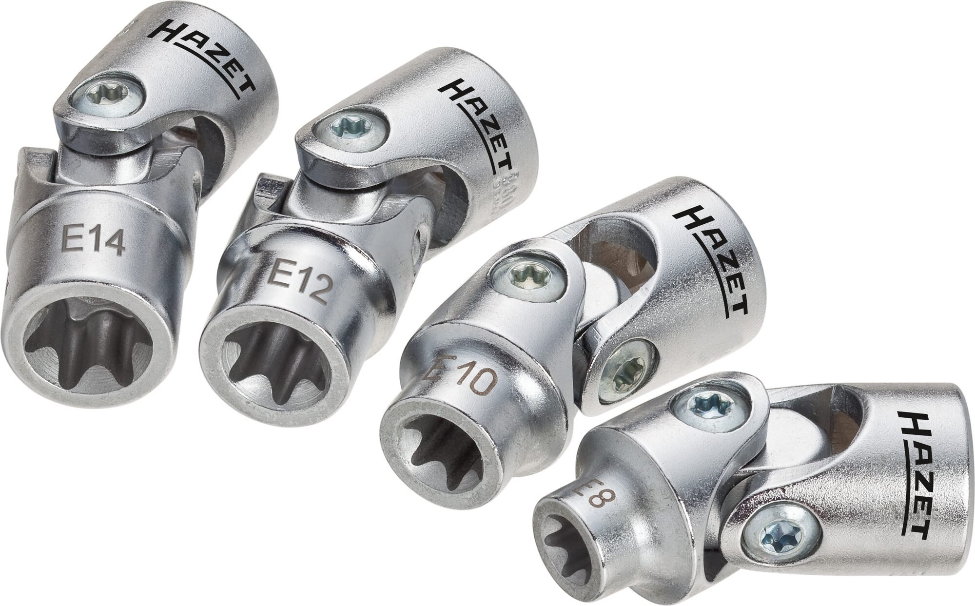 HAZET Dopsleutelset 880G-E/4 - 3/8 inch (10 mm) vierkant hol - Buiten-TORX®-profiel - 4-delig - E8 - E14