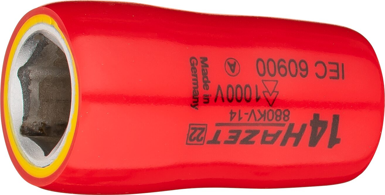 HAZET Dopsleutel · geïsoleerd 880KV-14 · 3/8 inch (10 mm) vierkant hol · Buiten-zeskant-tractieprofiel · SW 14 mm